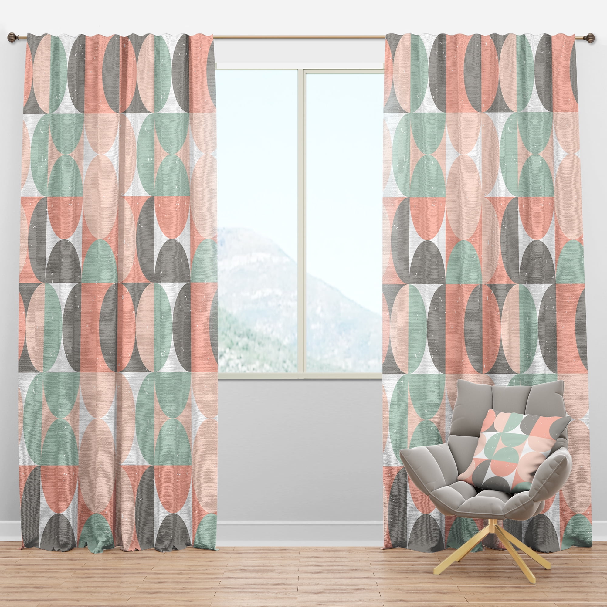 Designart 'Pastel Circular Retro Pattern II' Mid-Century Modern Blackout Curtain Panel