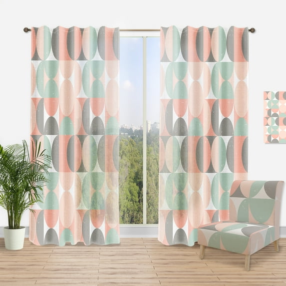 Designart 'Pastel Circular Retro Pattern II' Mid-Century Modern Curtain Panel