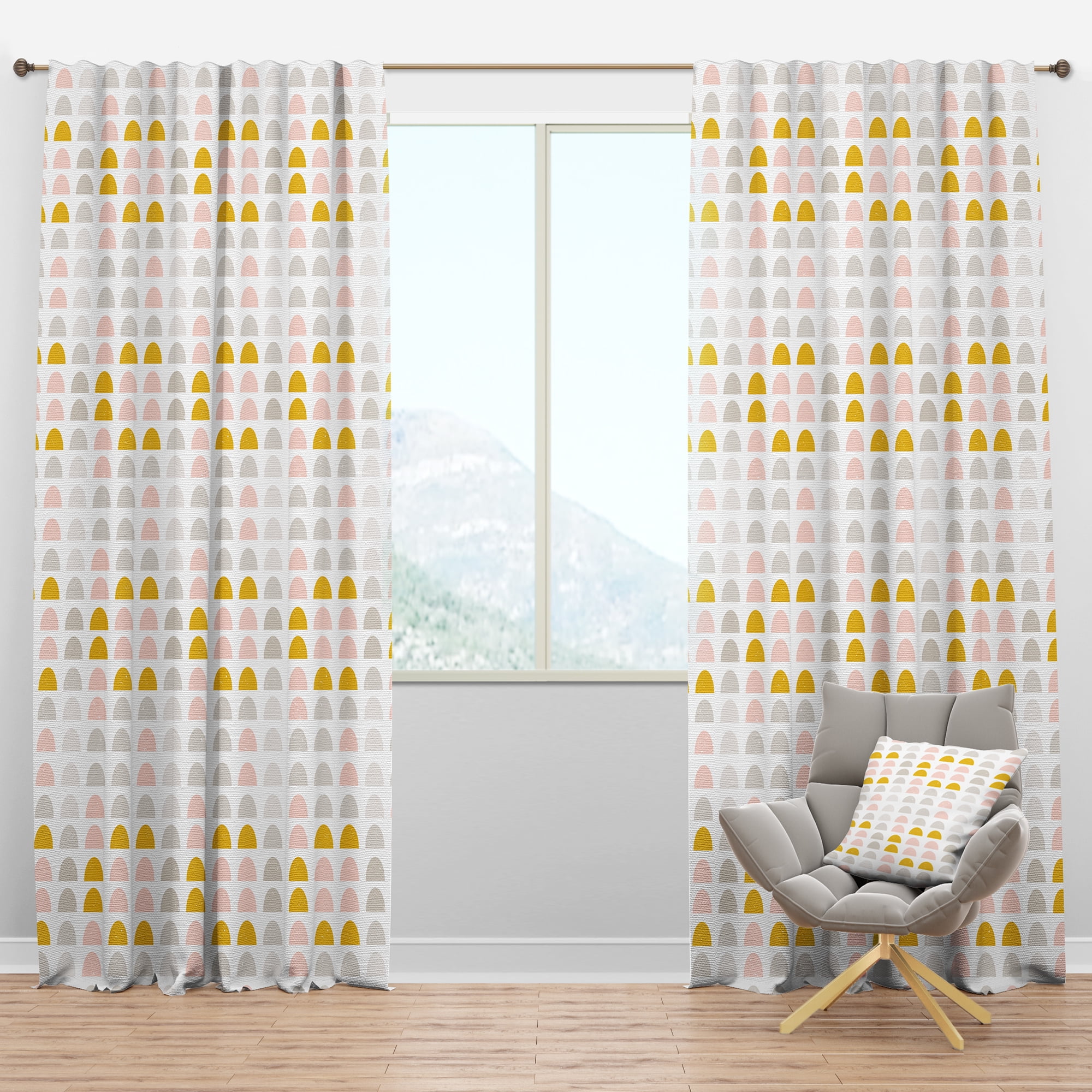 Designart 'Pastel Circular Retro Pattern III' Mid-Century Modern Blackout Curtain Panel