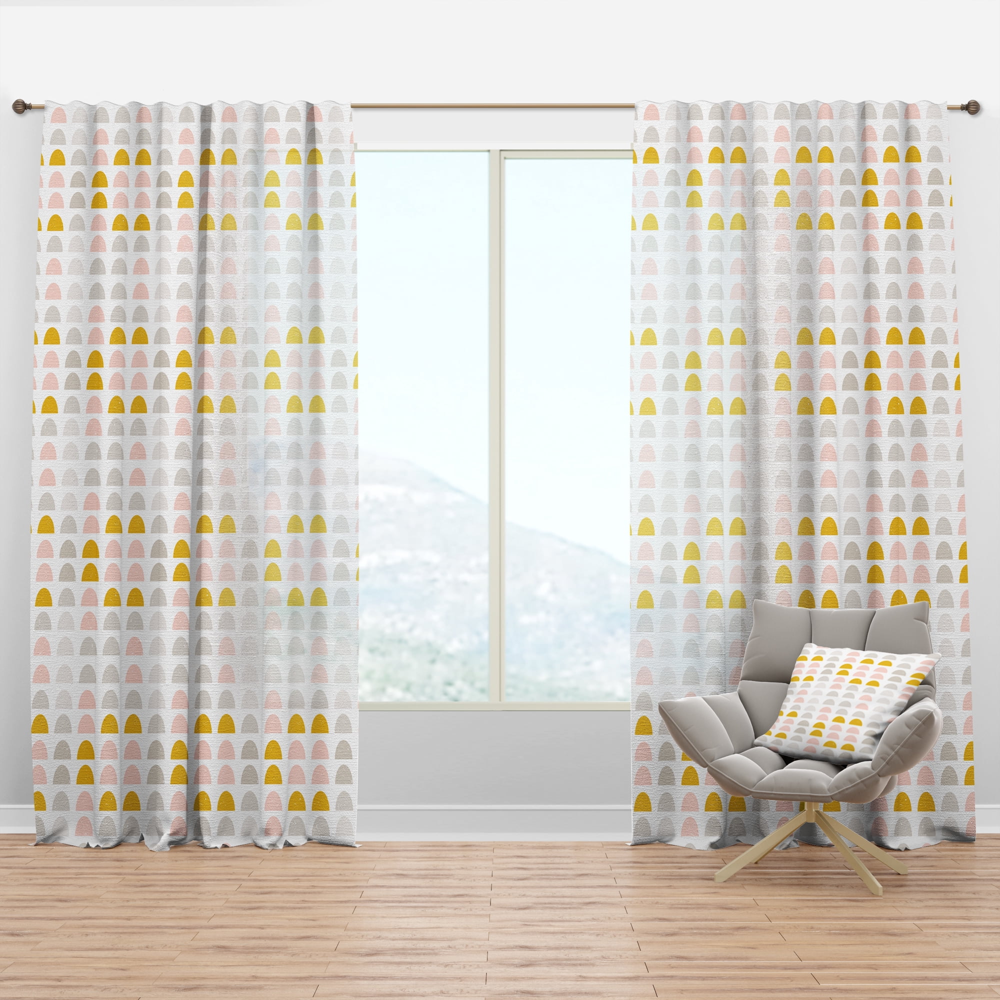 Designart 'Pastel Circular Retro Pattern III' Mid-Century Modern Curtain Panel