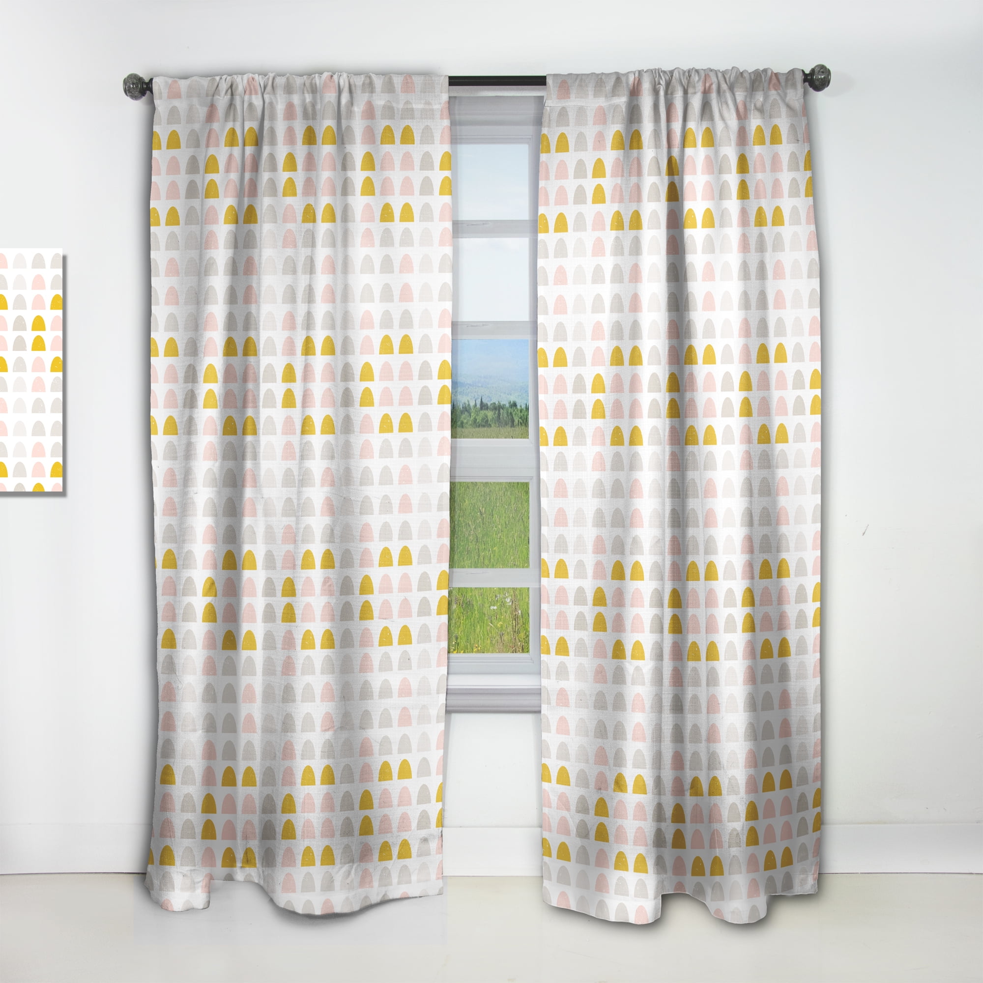 Designart 'Pastel Circular Retro Pattern III' Mid-Century Modern Curtain Panel
