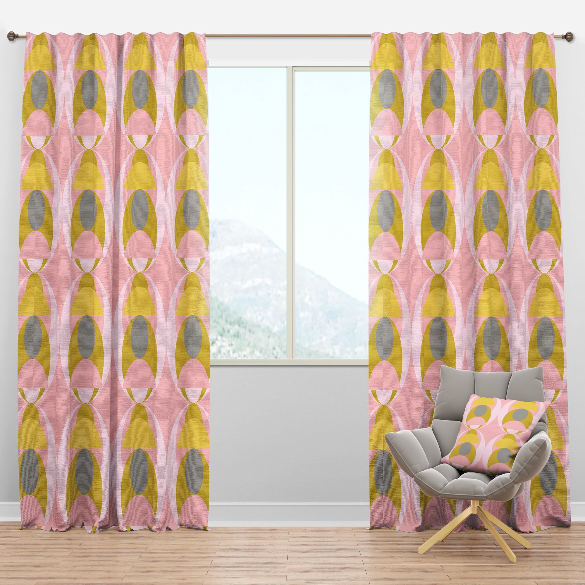 Designart 'Pastel Circular Retro Pattern IV' Mid-Century Modern Blackout Curtain Panel