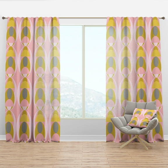 Designart 'Pastel Circular Retro Pattern IV' Mid-Century Modern Curtain Panel