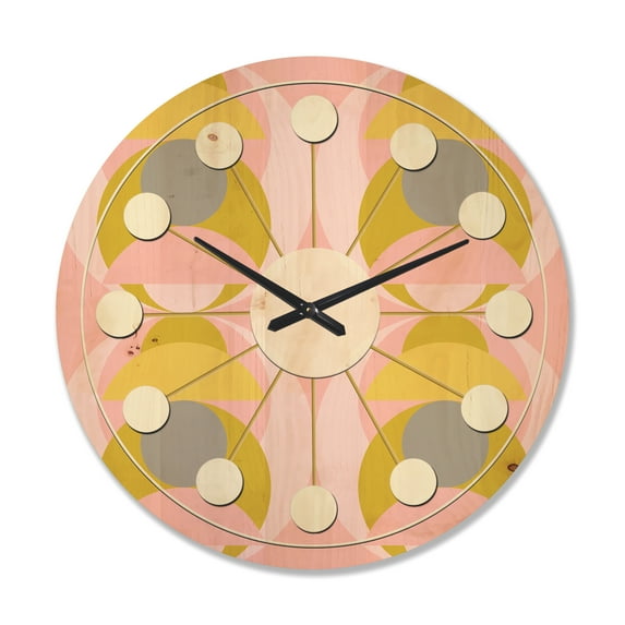 Designart 'Pastel Circular Retro Pattern IV' Mid-Century Modern Wood Wall Clock