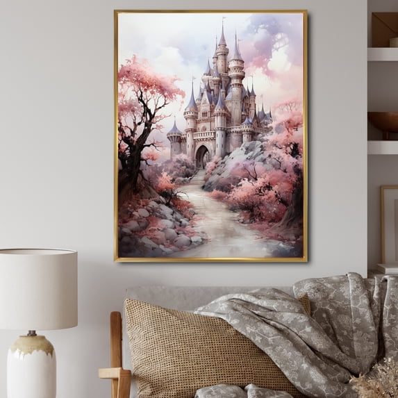 Designart "Pastel Dreams of Castles III" Cityscapes Floater Framed Canvas Print