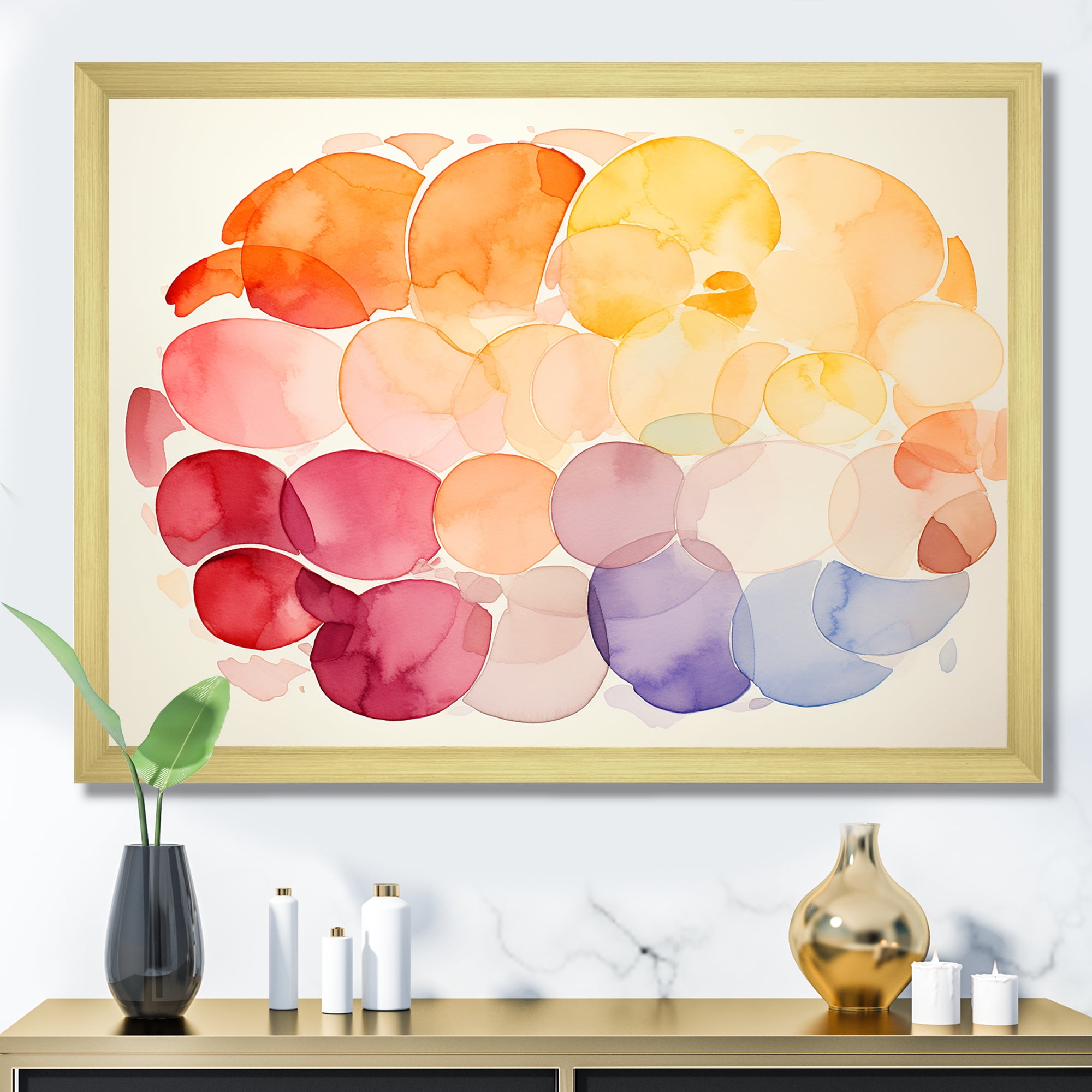 Designart "Pastel Geometric Ink Soft Color Symphony" Abstract Framed