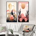 thumbnail image 1 of Designart "Pastel Gold Serenity Boho Landscape I" Modern Geometric Framed Wall Art Set Of 2 - Modern Pink Frame Gallery Set For Office Decor, 1 of 6
