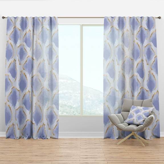 Designart 'Pastel Gold and Blue and Abstract Shapes Pattern' Mid-Century Modern Curtain Panel