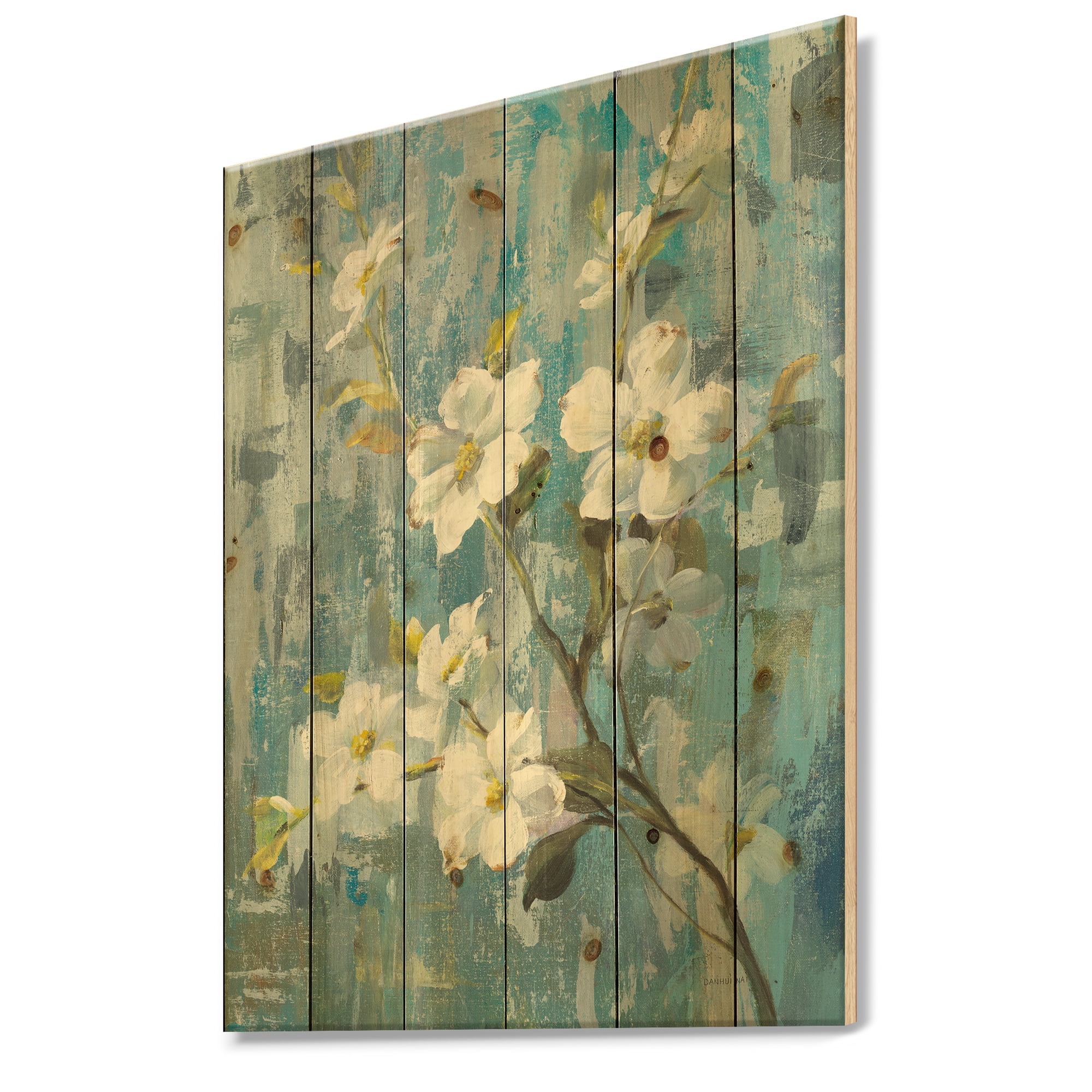 Designart Pastel Magnolia II Floral & Botanical Print on Natural Pine Wood Art Print, 30" x 40"