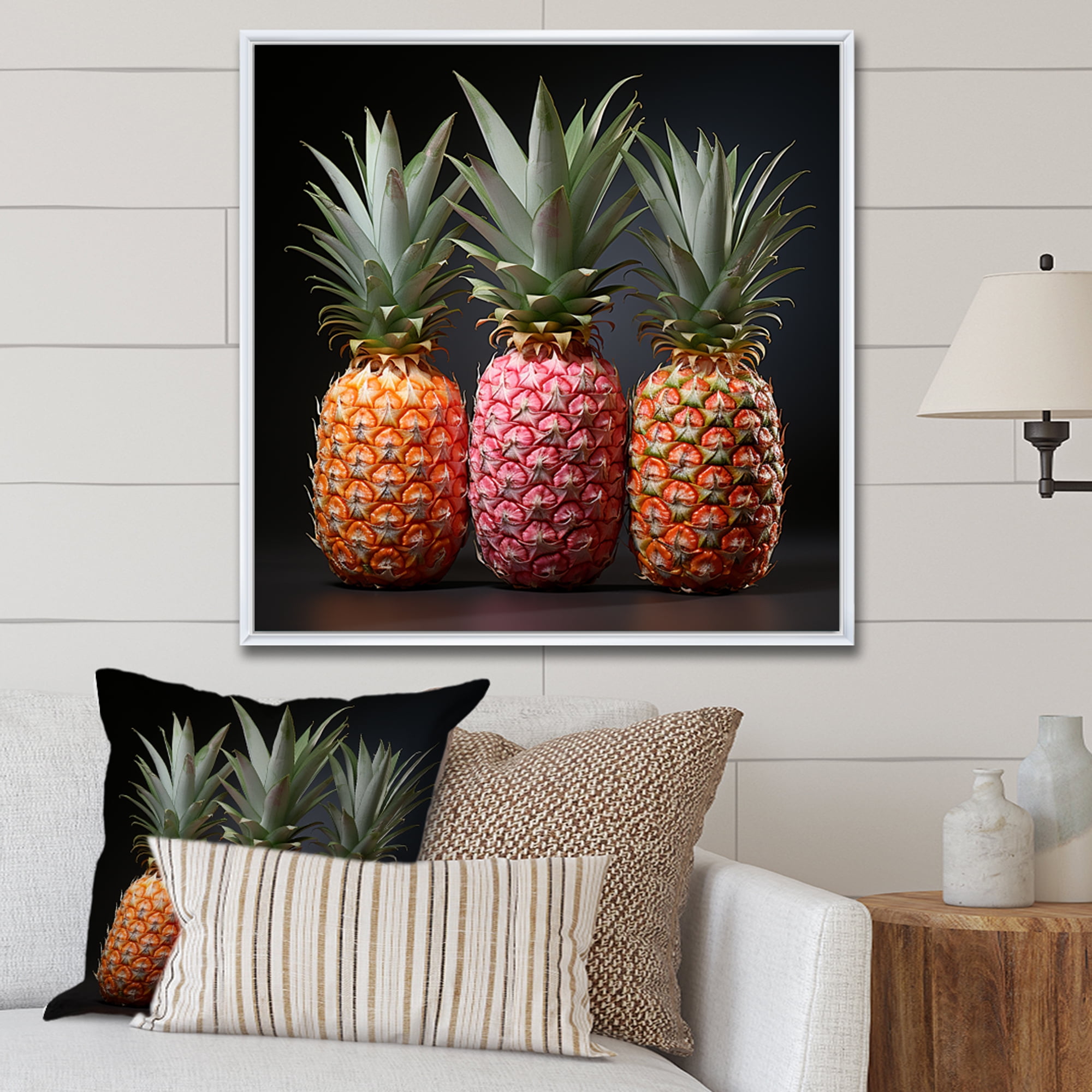Designart "Pastel Pineapple Delight II" Food & Beverage Framed Wall Art