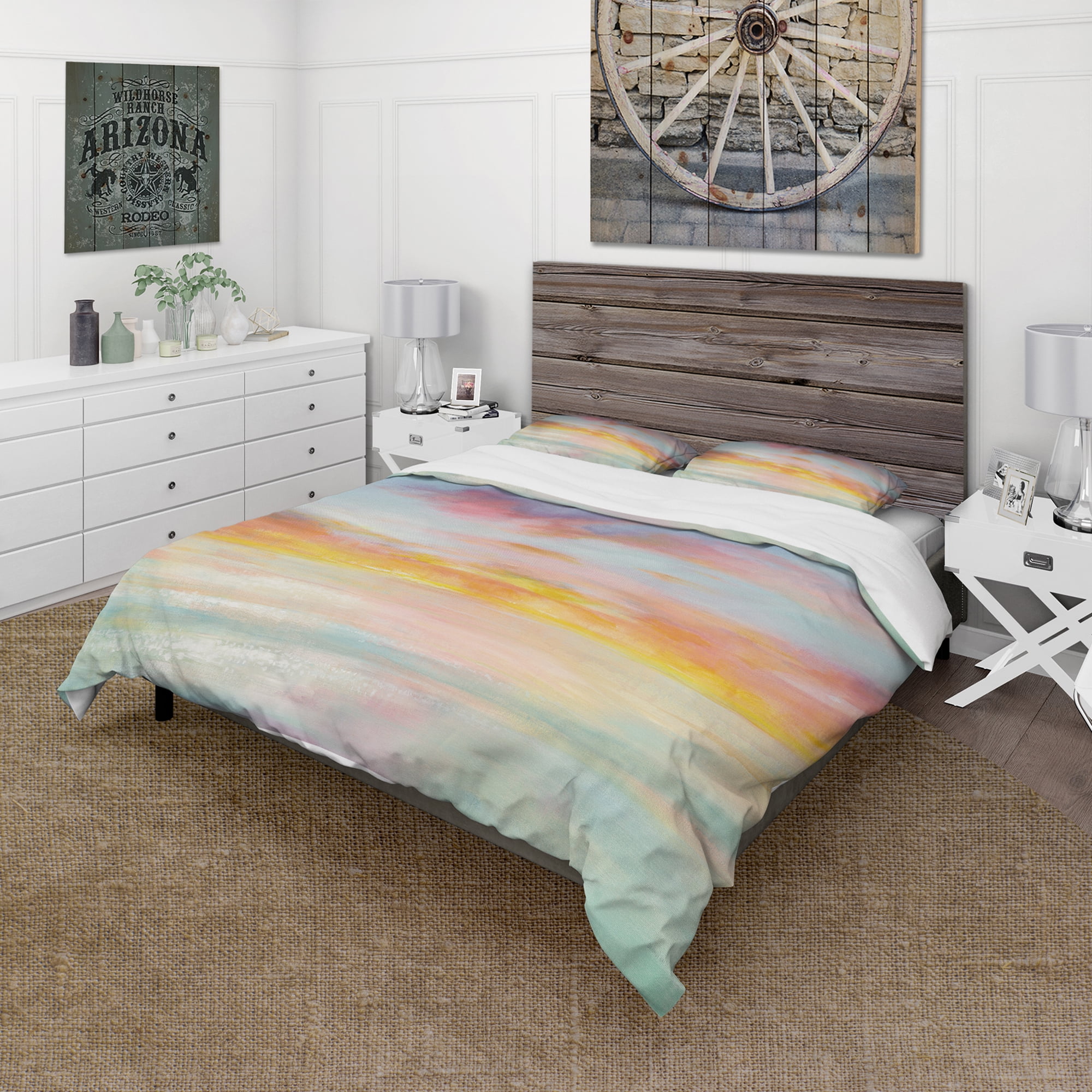 Designart 'Pastel Pink And Blue Clouds' Traditional Duvet Cover Set