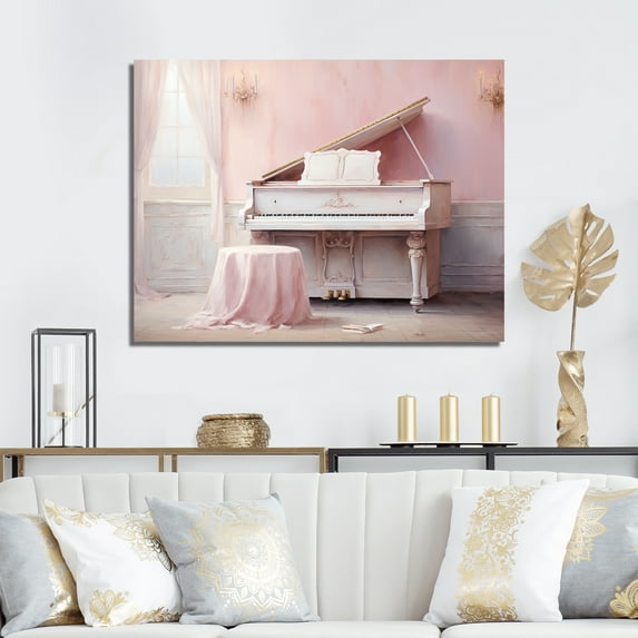 Designart "Pastel Play On The Pink Piano I" Music Wall Art Prints