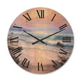 thumbnail image 1 of Designart 'Pastel Purple Sunset Glow Over Incoming Ocean I' Nautical & Coastal Wood Wall Clock, 1 of 5