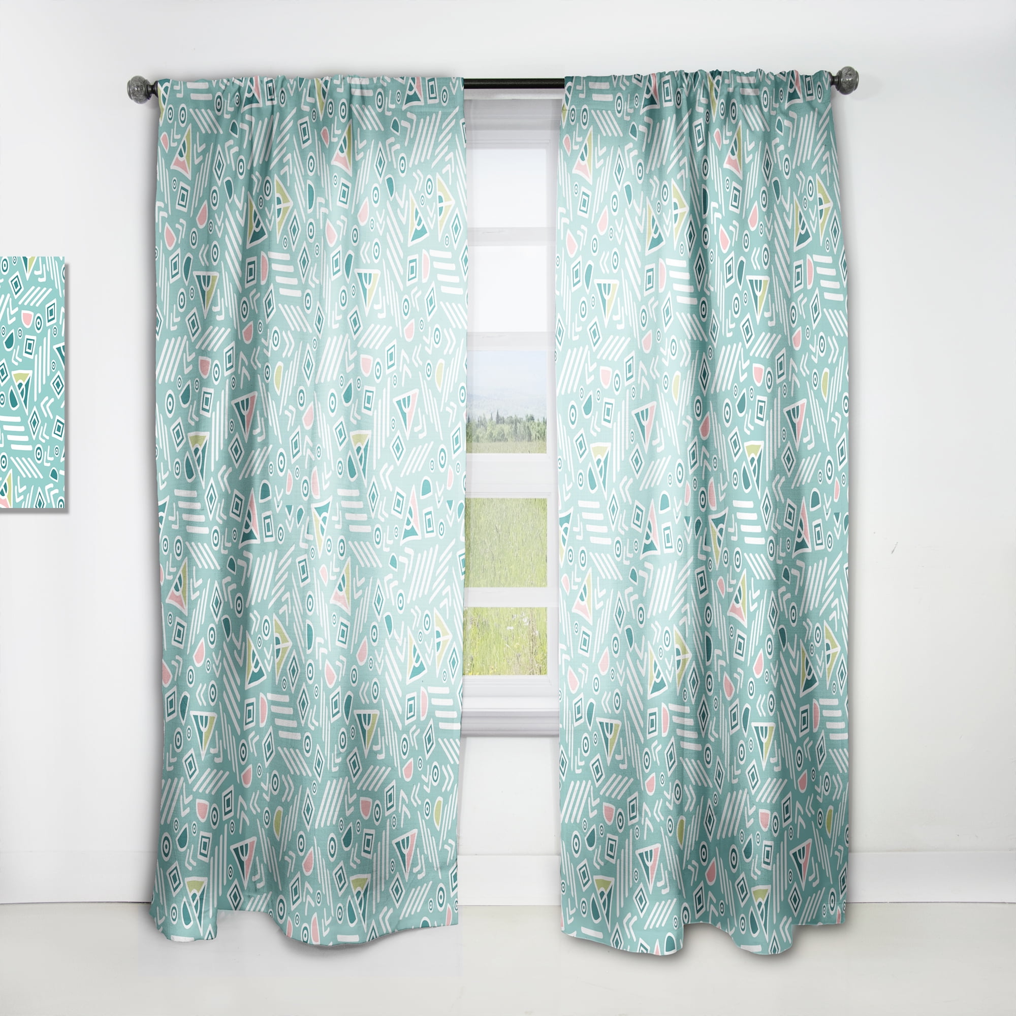Designart 'Pastel Retro Tribal Pattern' Mid-Century Modern Curtain Panel