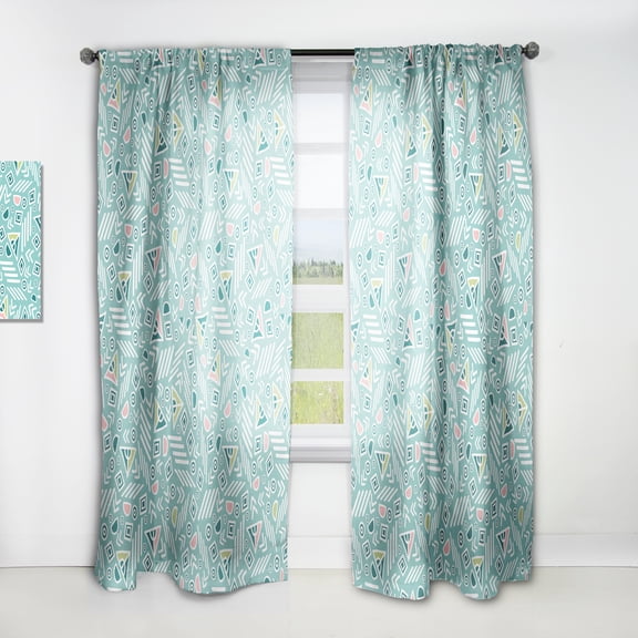 Designart 'Pastel Retro Tribal Pattern' Mid-Century Modern Curtain Panel