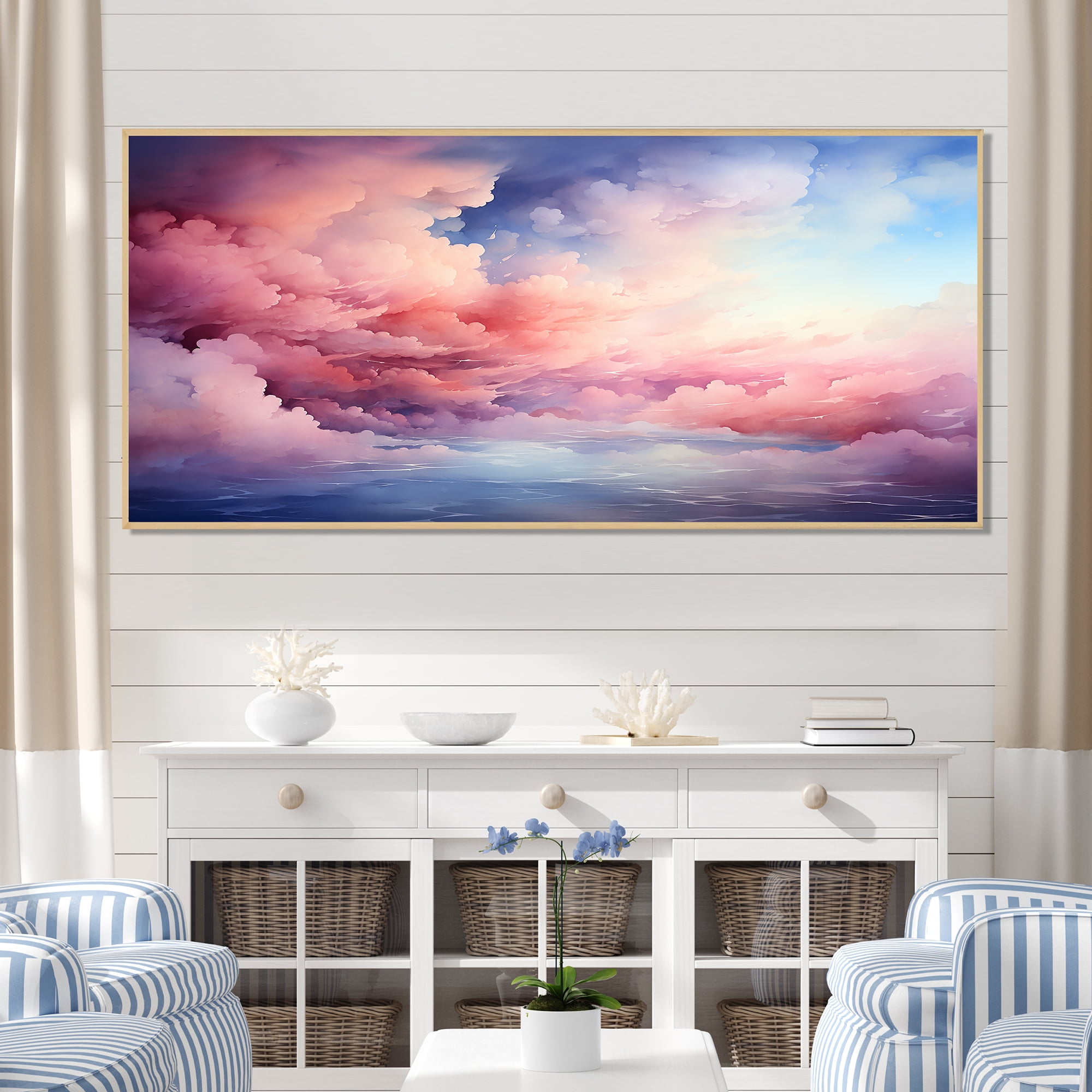 Designart "Pastel Sky Palette Pink and Blue Hues IV" Extra Large