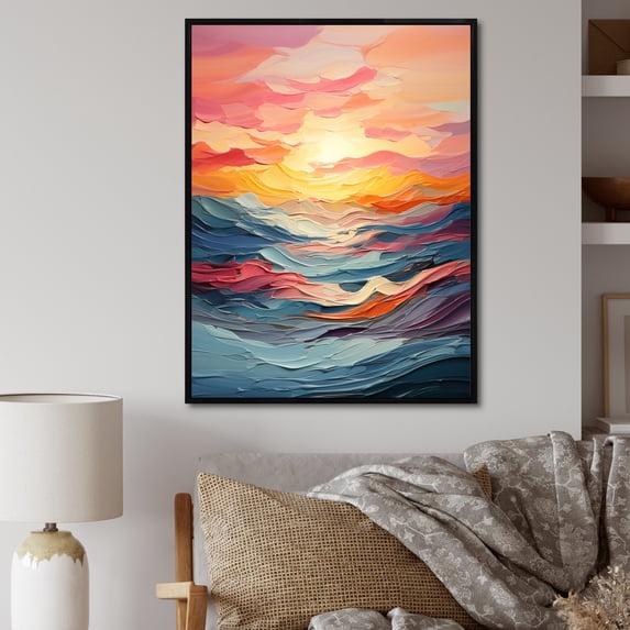 Designart "Pastel Sunset with Bold Colors III" Landscape & Nature Floater Framed Canvas Art Print