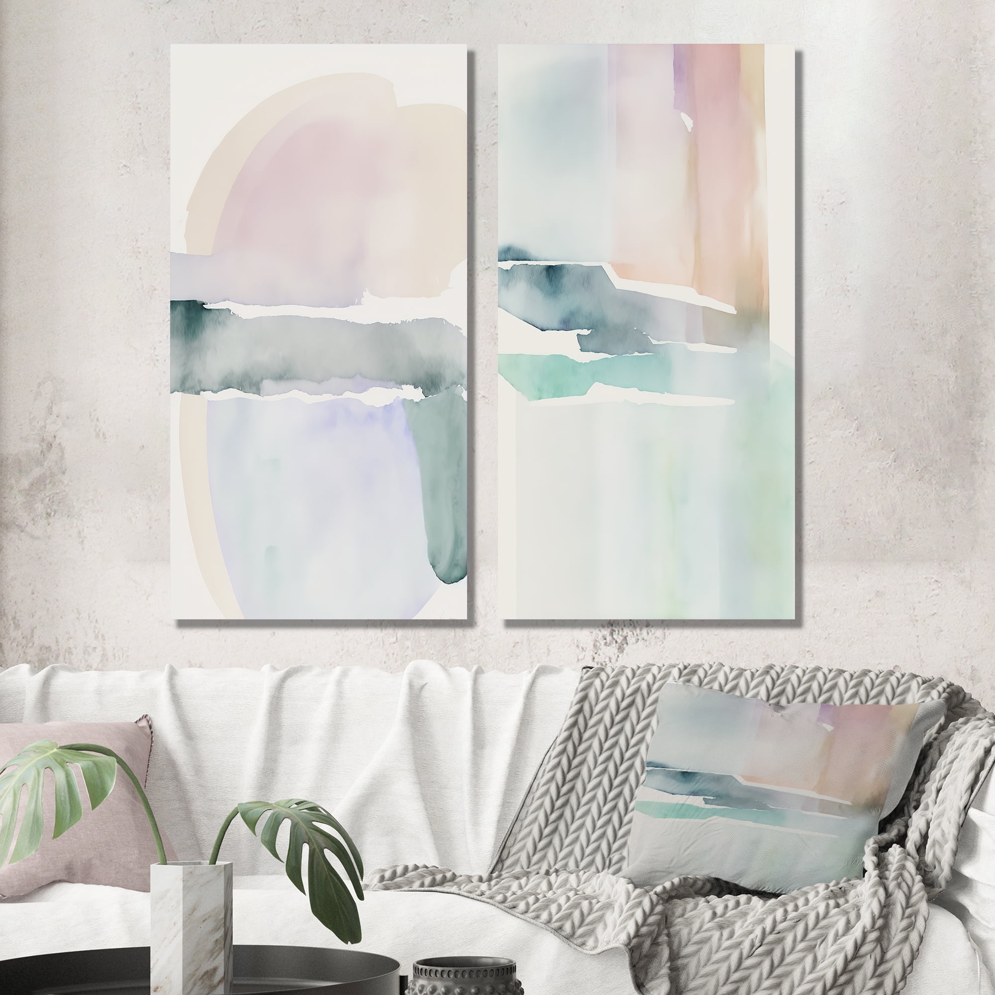 Designart "Pastel Tranquility in Serene Shades I" Abstract Liquid Ink