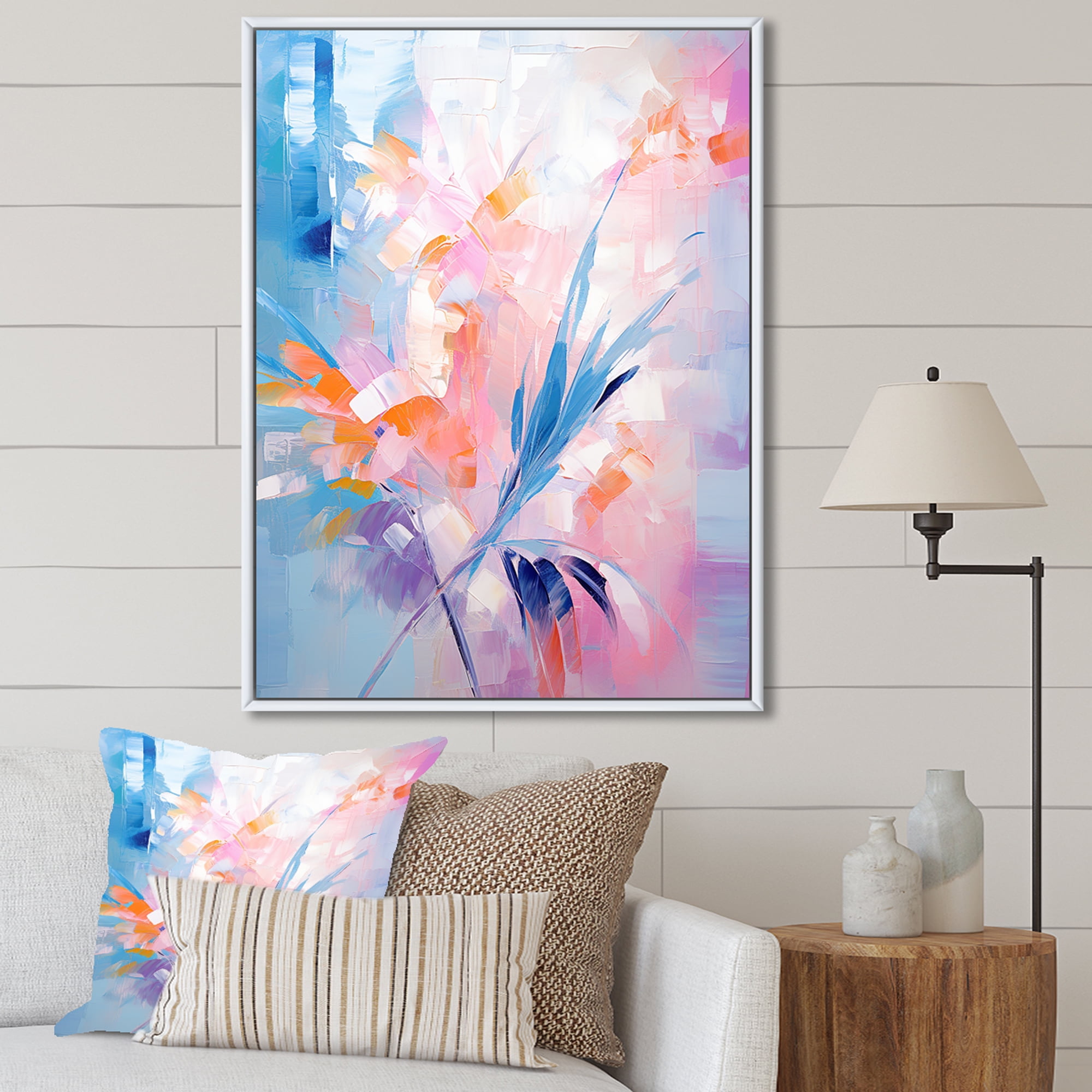 Designart "Pastel Tropical Plants in Pink and Pastel Shades I" Floral