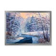 thumbnail image 1 of Designart 'Pastel Winter Forest With River' Lake House Framed Art Print, 1 of 4