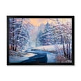 thumbnail image 1 of Designart 'Pastel Winter Forest With River' Lake House Framed Art Print, 1 of 4