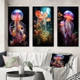 thumbnail image 1 of Designart "Pastoral Beauty with Luminescent Jellyfish IV" Animals Framed Wall Art Set Of 3 - Peach Jellyfish Frame Canvas Set For Living Room Decor, 1 of 7