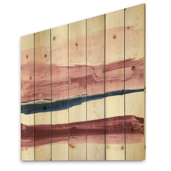 Designart 'Patch of Dirty Pink II' Shabby Chic Print on Natural Pine Wood