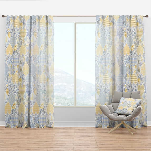 Designart 'Patchwork Hearts Pattern' Patterned Curtain Panel