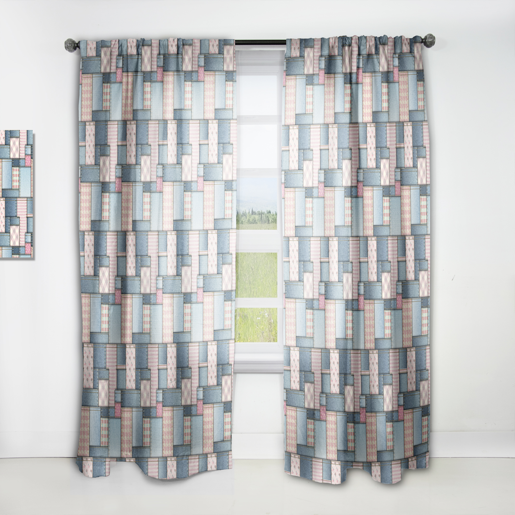 Designart 'Patchwork Pink Pattern' Modern & Contemporary Curtain Panel