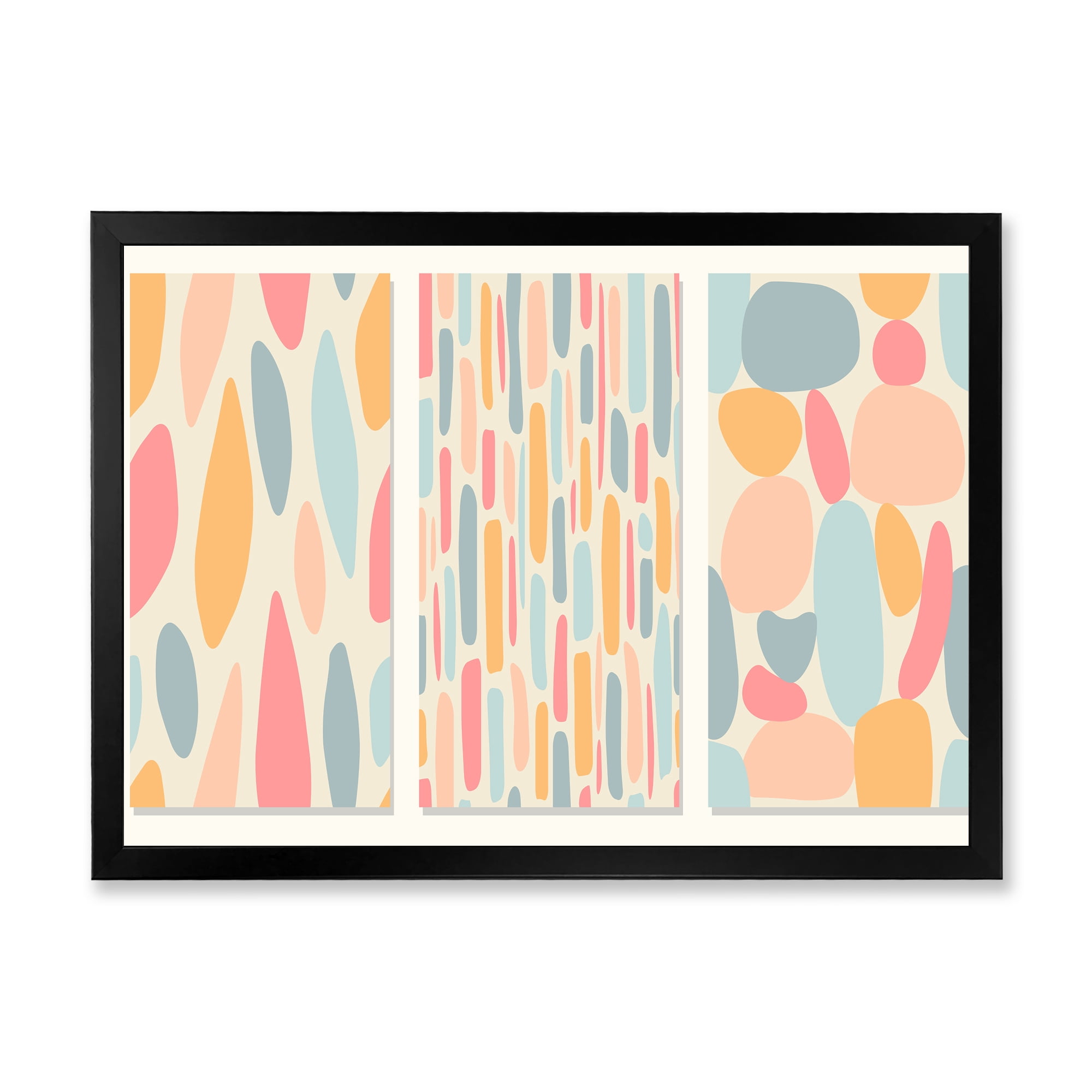 Designart 'Patchwork of Pastel Organic Shapes' Modern Framed Art Print