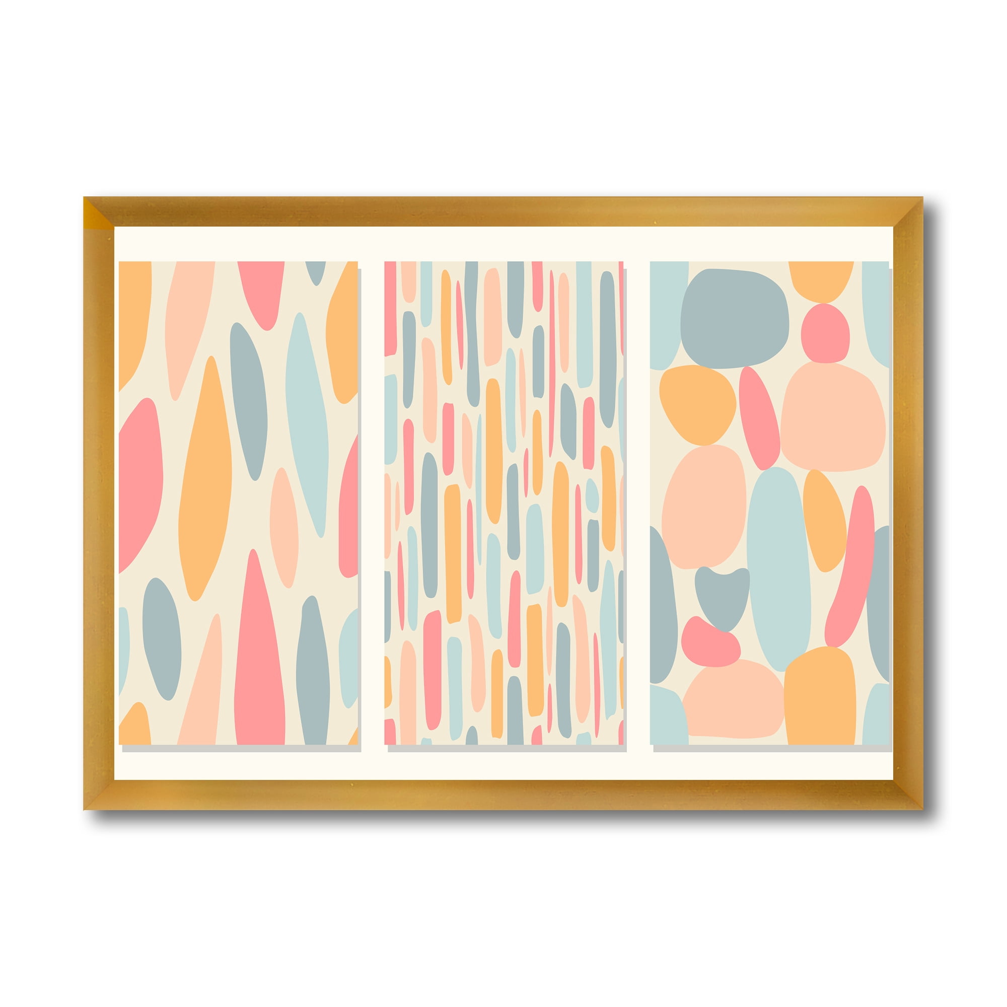 Designart 'Patchwork of Pastel Organic Shapes' Modern Framed Art Print