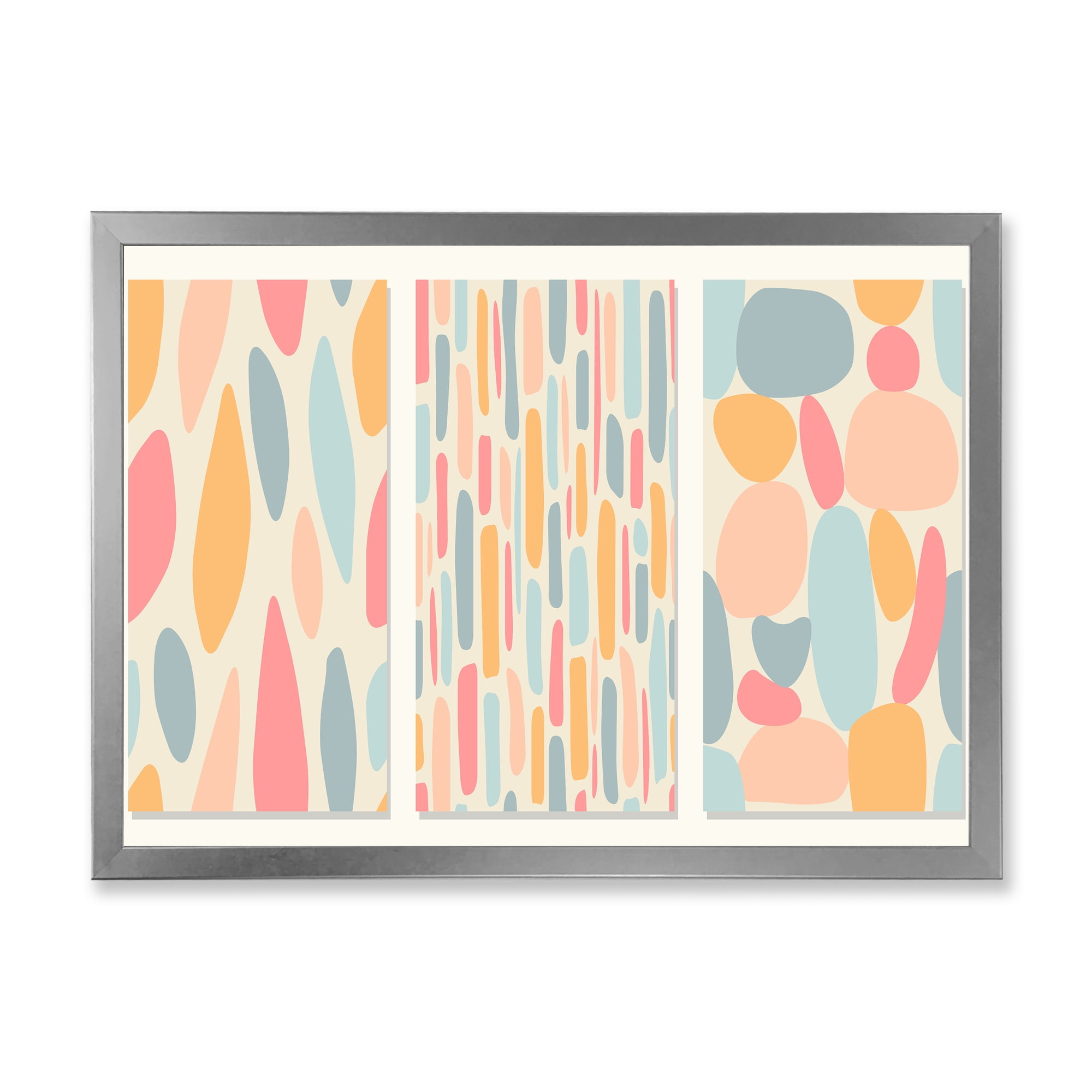 Designart 'Patchwork of Pastel Organic Shapes' Modern Framed Art Print