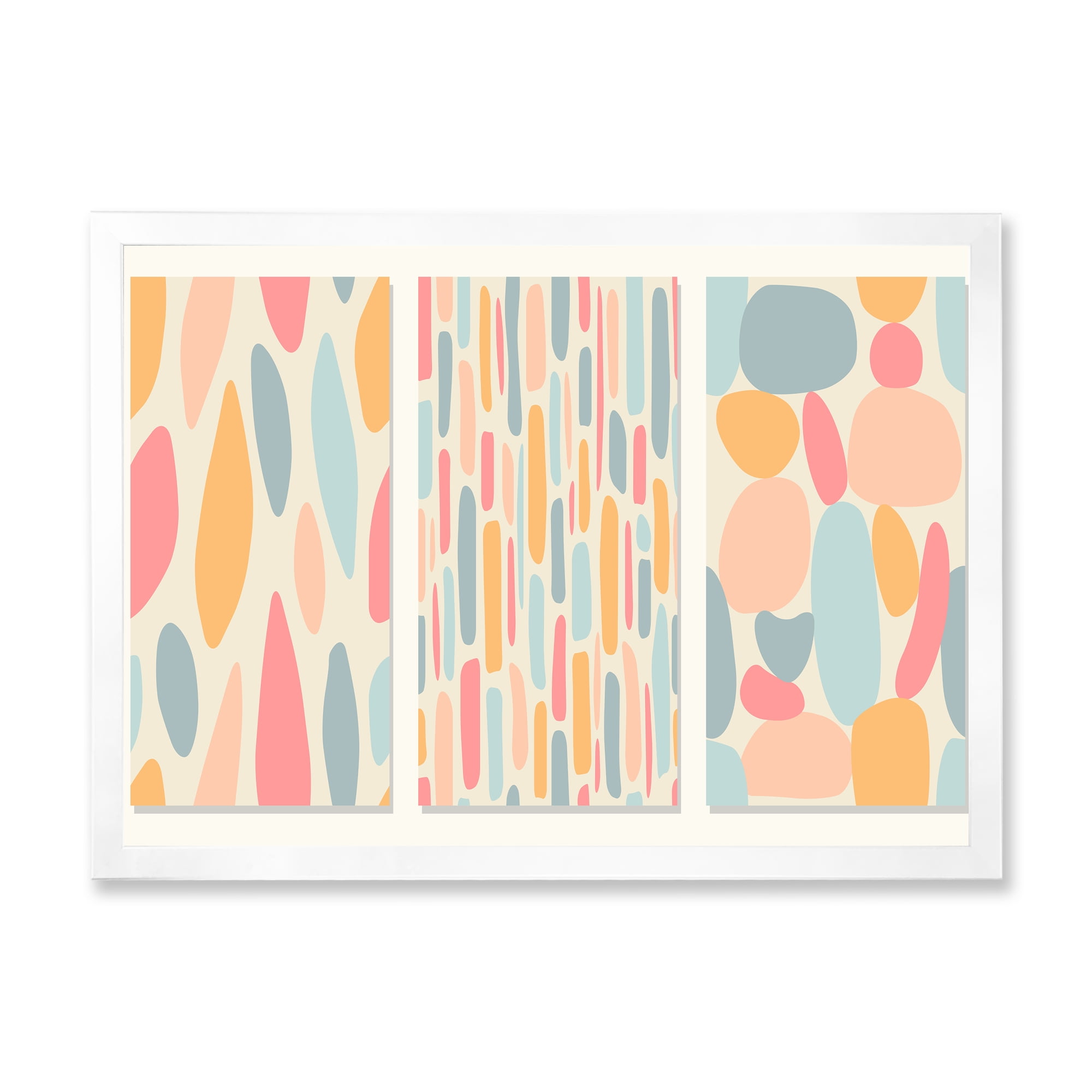 Designart 'Patchwork of Pastel Organic Shapes' Modern Framed Art Print