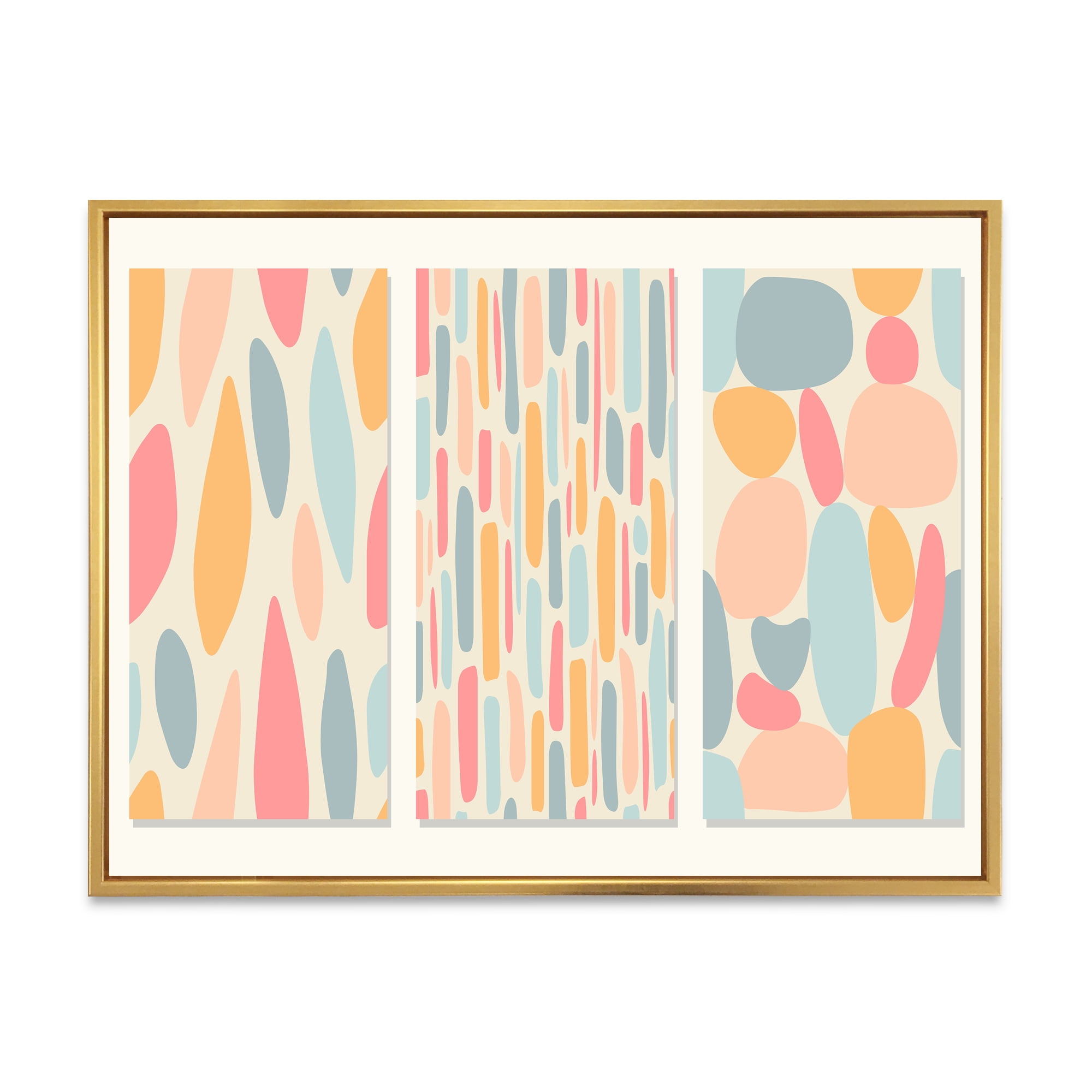 Designart 'Patchwork of Pastel Organic Shapes' Modern Framed Canvas Wall Art Print