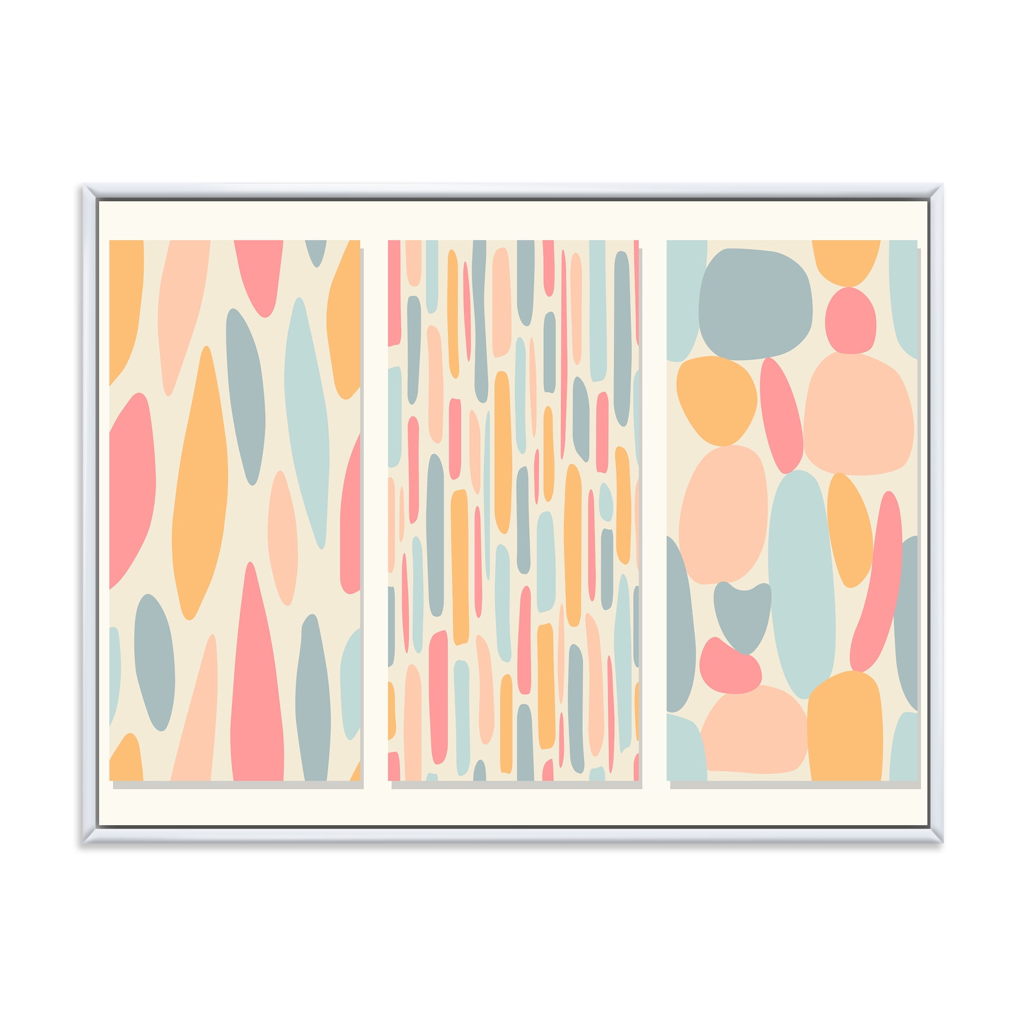 Designart 'Patchwork of Pastel Organic Shapes' Modern Framed Canvas Wall Art Print