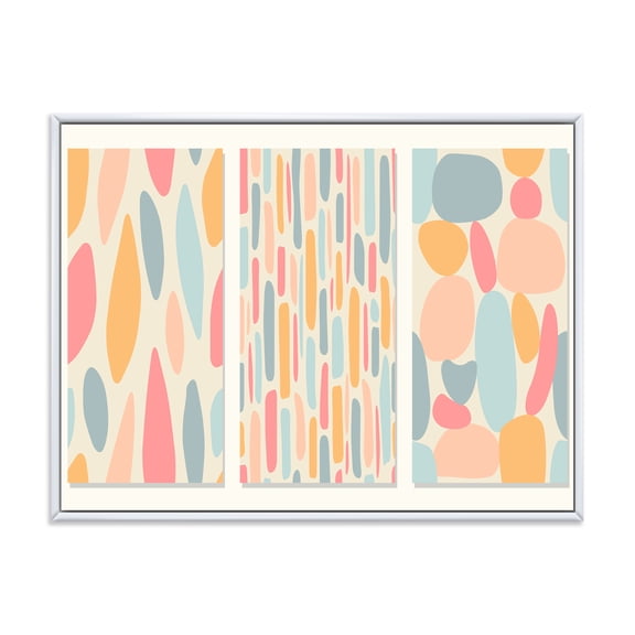 Designart 'Patchwork of Pastel Organic Shapes' Modern Framed Canvas Wall Art Print