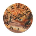 thumbnail image 1 of Designart 'Path In The Park In Sunny Autumn Day' Country Wood Wall Clock, 1 of 5