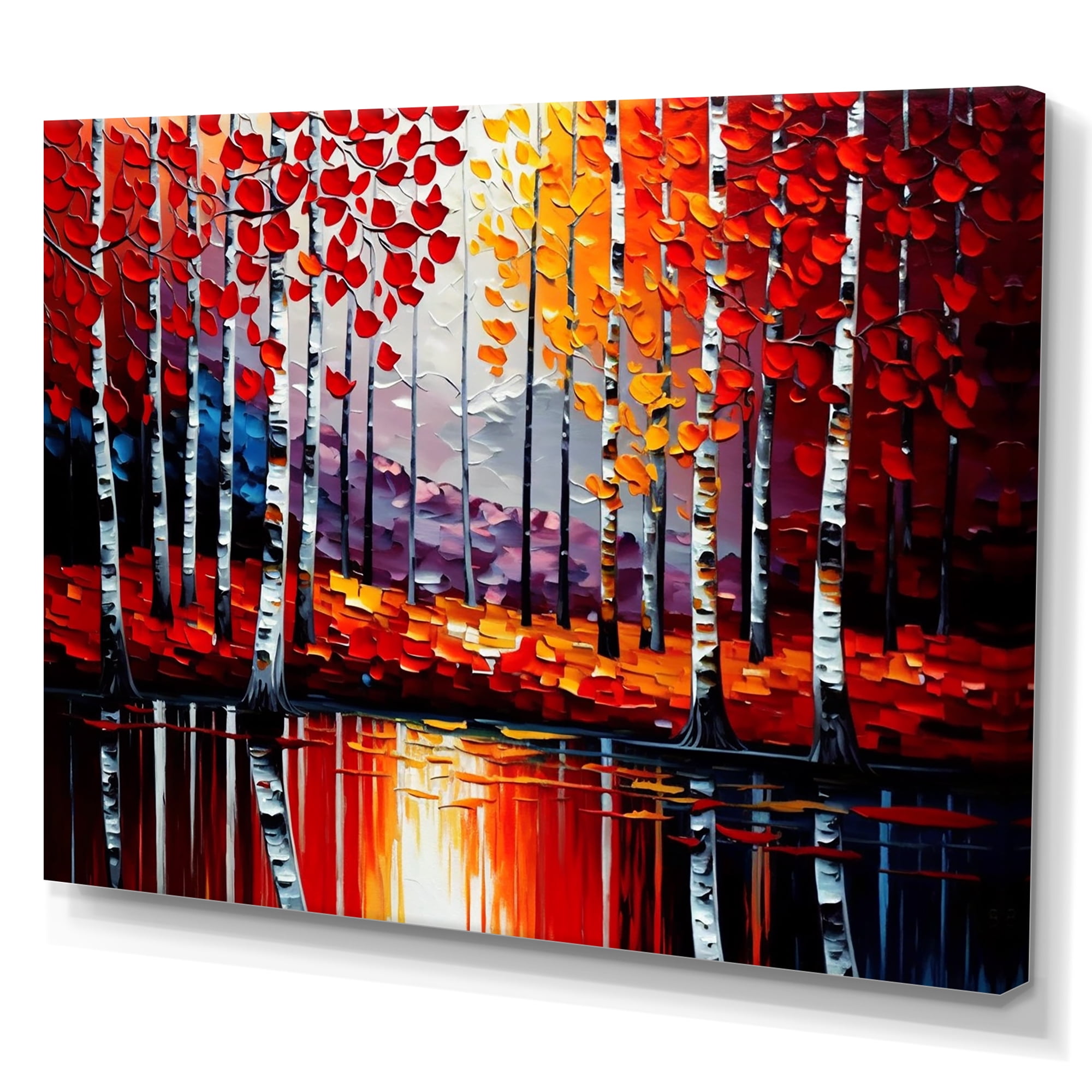 Designart Path Into The Red Forest II Canvas Wall Art