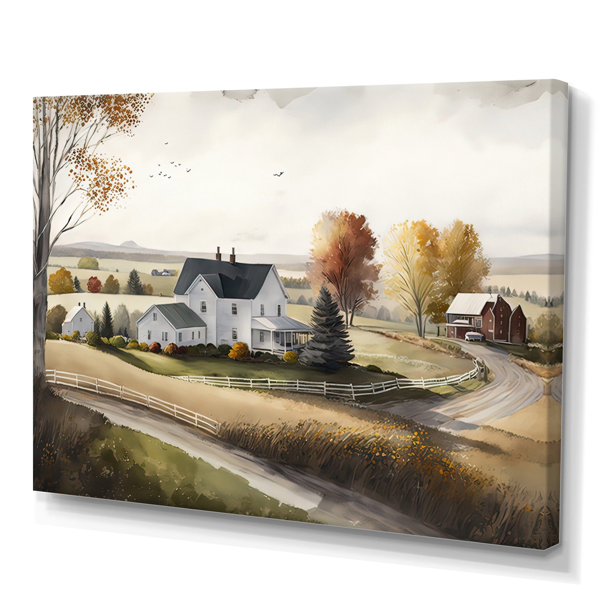 Designart Path To The Barn I Canvas Wall Art