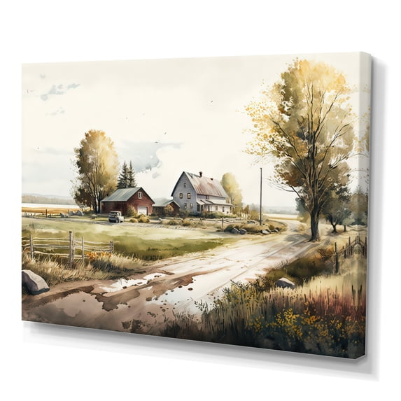 Designart Path To The Barn II Canvas Wall Art