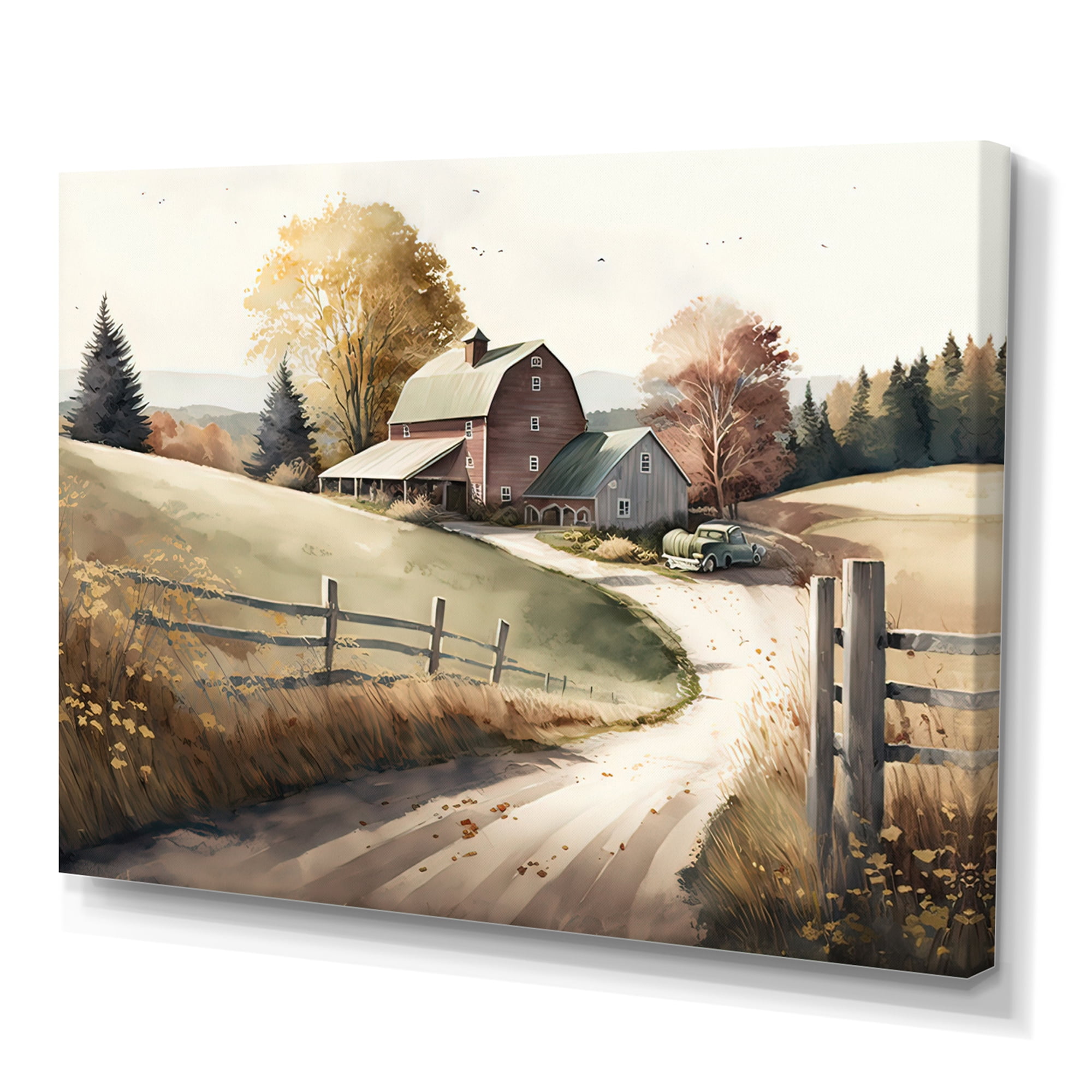 Designart Path To The Barn IV Canvas Wall Art