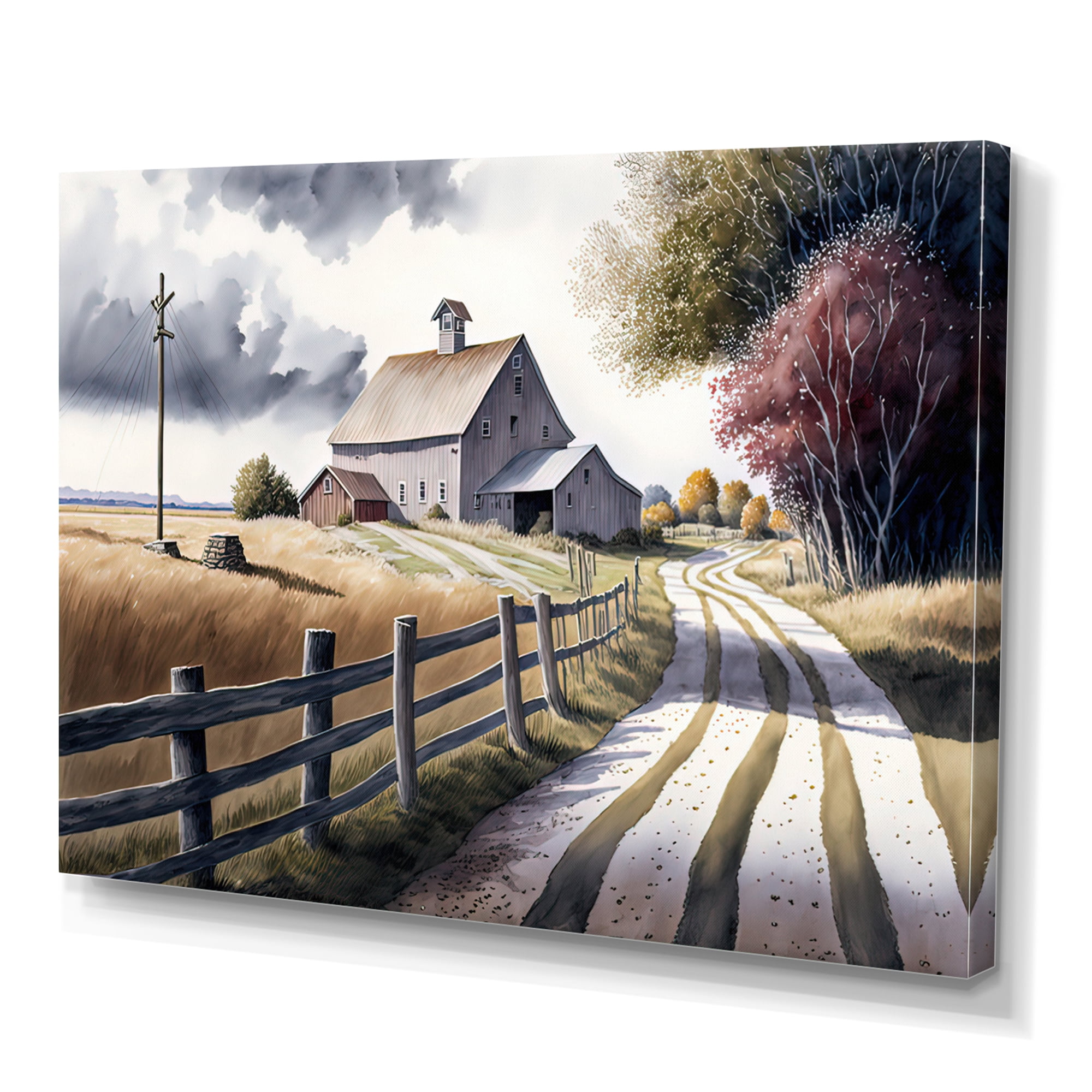 Designart Path To The Barn V Canvas Wall Art