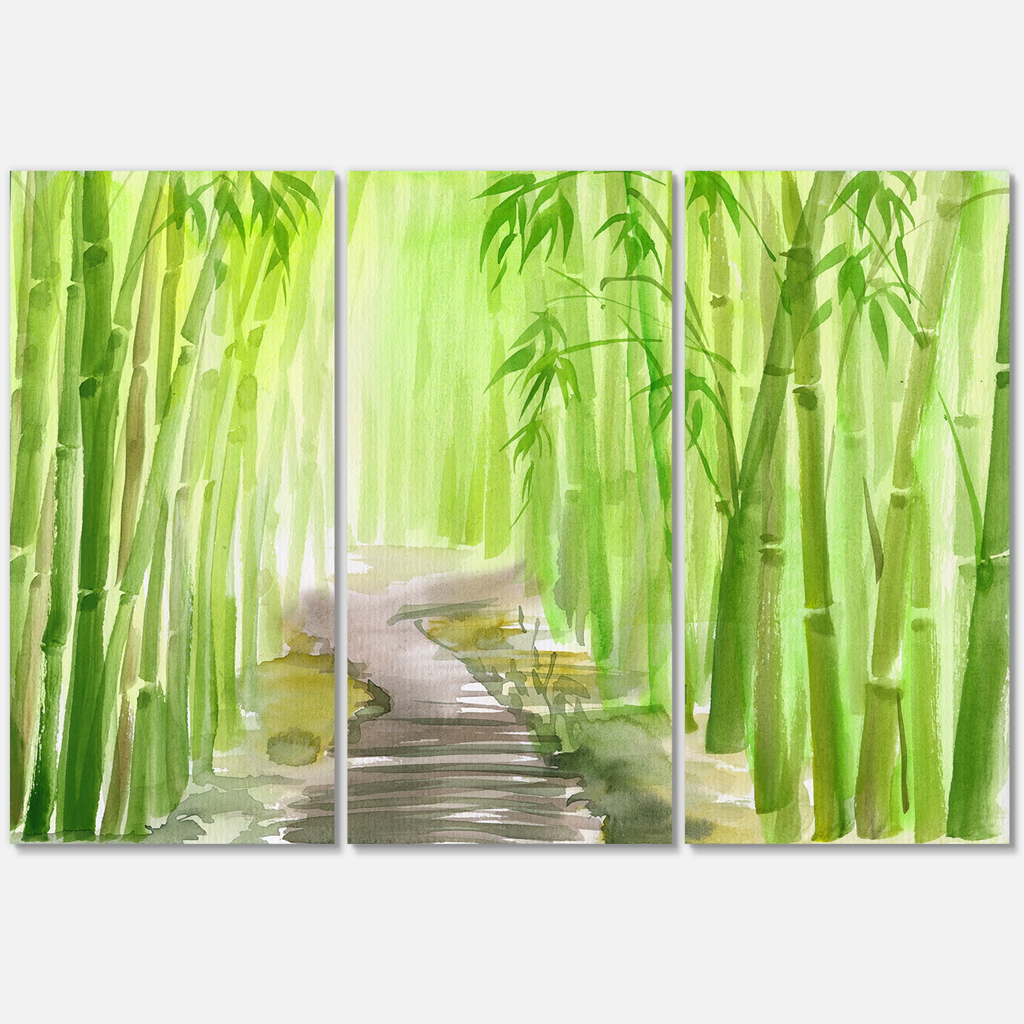 Designart ' Path in Green Bamboo Forest ' Traditional Canvas Wall Art Print