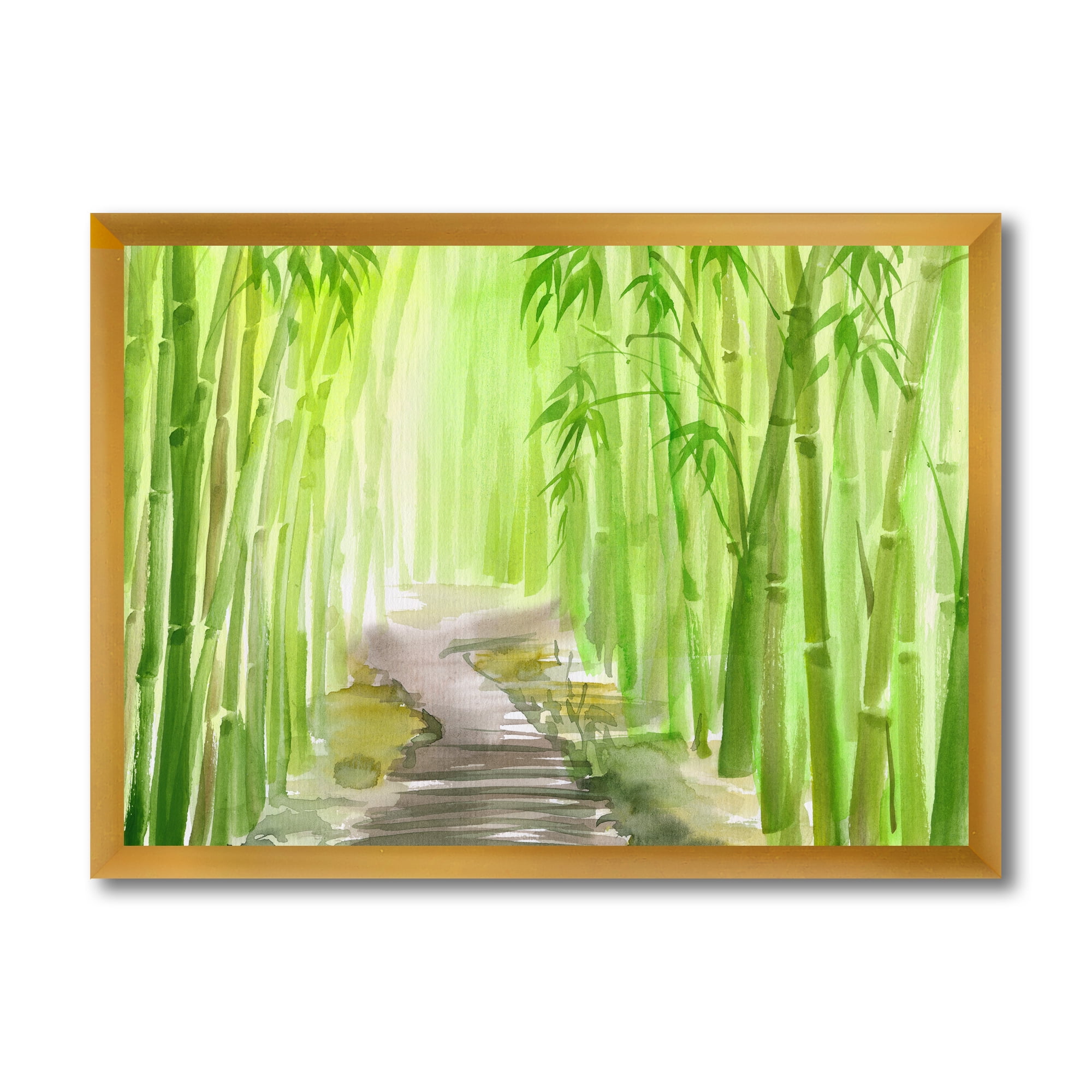 Designart 'Path in Green Bamboo Forest' Traditional Framed Art Print