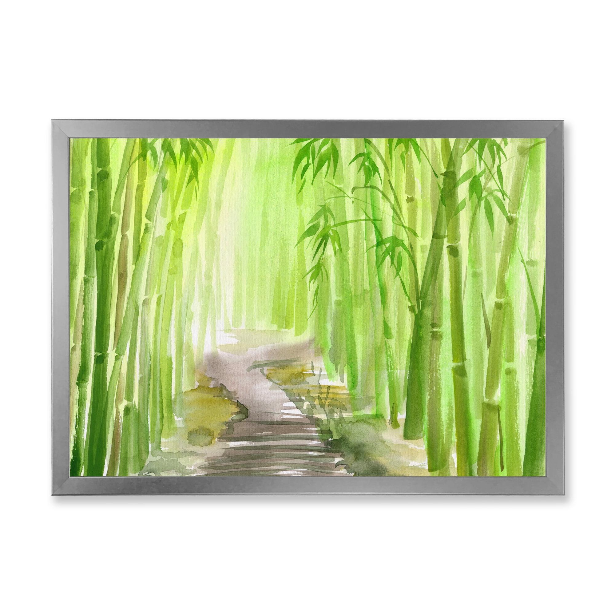 Designart 'Path in Green Bamboo Forest' Traditional Framed Art Print