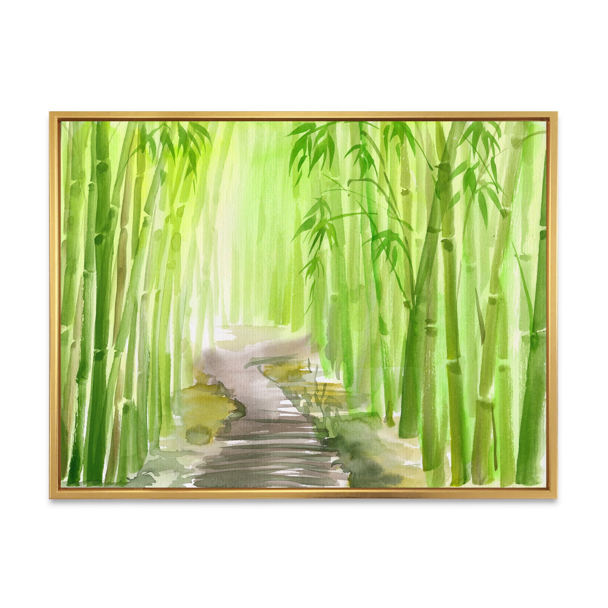 Designart 'Path in Green Bamboo Forest' Traditional Framed Canvas Wall Art Print
