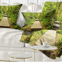 Designart Path in Temperate Rainforest - Landscape Photography Throw Pillow - 12x20