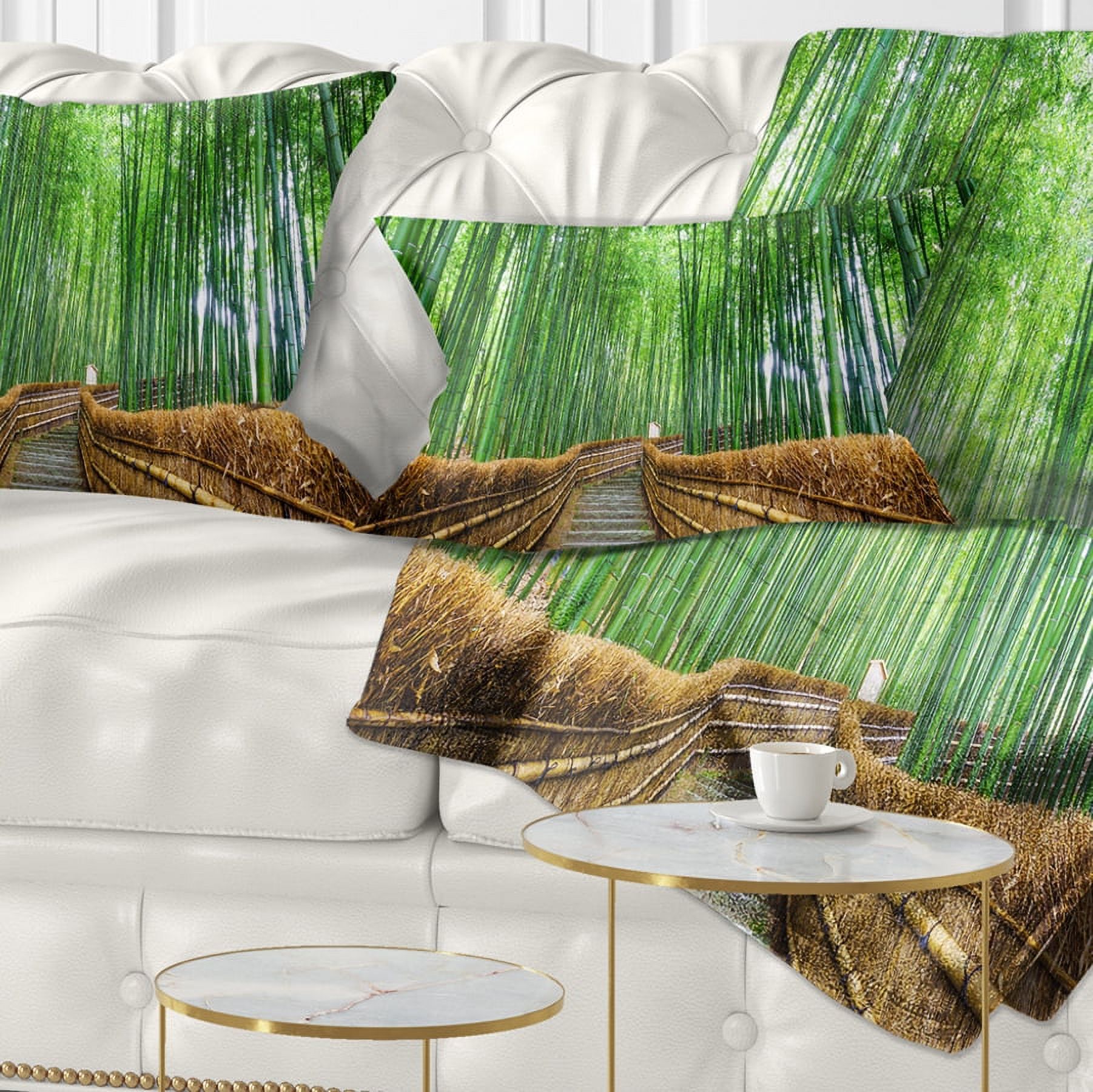 Designart Path to Bamboo Forest - Landscape Photography Throw Pillow - 12x20