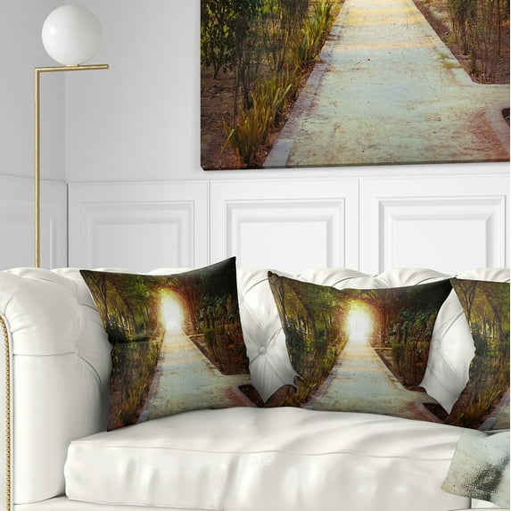 Designart Path to Magical Mystery Woods - Landscape Photography Throw Pillow - 18x18