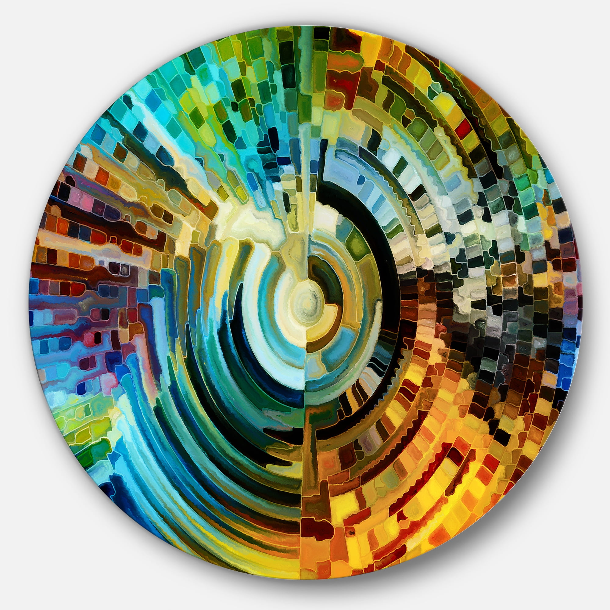 Vibrant Abstract Multicolor Metal Wall Art, 23" Round